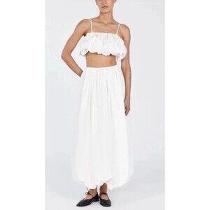 DISSH MONTY WHITE BUBBLE CROP TOP US 8 WHITE 100% Cotton